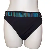 Anne Cole Locker Women’s Swimsuit Bottom Size Large Black Green 2 Pc Bottom