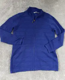 Soft Surroundings Cactus Wren Cardigan Zip Sweater Amparo Blue‎ Medium EUC