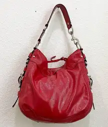 12776 Zoe Red Patent Leather Large Hobo Bag