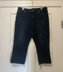 Chaps Womens Size 14 Blue Denim Capri Pants Stretch Shaping Modest Plus Size