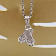 Sterling‎ Silver Ballet Slipper Flat Shoes Pendant Necklace 16" 925 Silver USA