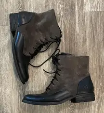 Born y2k black leather lace up grunge combat boots with brown suede 7