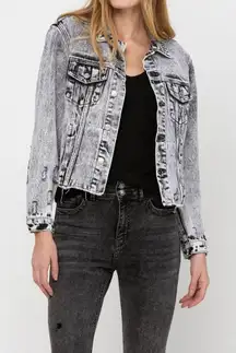 VERVET Classic Crop Fit‎ Distressed Denim Jacket Size S