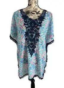 Simply Southern  Fringe Trim Multicolor Swim Coverup Size S/M