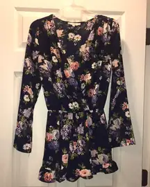 ✨Altar’d State Navy Floral Chiffon L/S romper