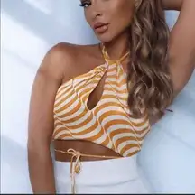 Zara Retro Orange Zebra Halter Top