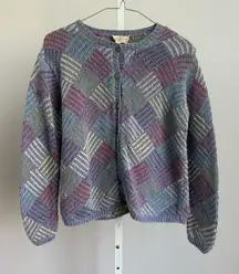 VTG Talbots‎ Petite Hand Knit Cardigan Sweater Colorful Preppy Grannycore sz S