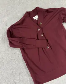 Lou And Grey Women's‎ Size XXS Signaturesoft Henley Long Sleeve Maroon Sweater