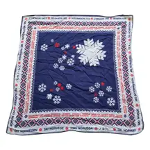 Vintage Norway Oslo Cotton Handkerchief Scarf Norwegian Ski Outdoor Multicolor