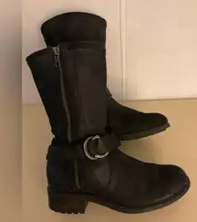 Ugg women black suede biker Silva moto Boots size 6.5