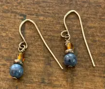 Handmade Blue Stone Silver Drop Earrings 925 Sterling