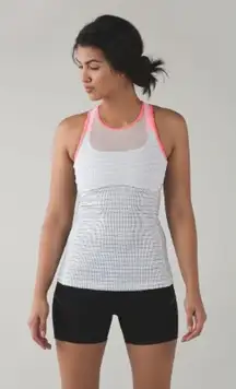 Lululemon Ready, Set, Sweat Tank Built in Bra‎ Neon Pink Trim Size 6