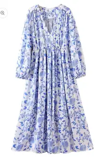 Goodnight Macaroon Blue White Maxi Dress Small