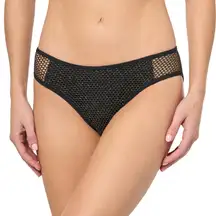NWT BECCA Network Hipster Bikini Bottom - Black/Gold, Cheeky Coverage - Large