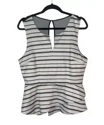 XOXO Black White Stripe Sleeveless Top Tank Sheer Stripes Stretch XL