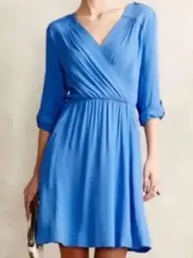 Anthropologie  Lene Blue Faux Wrap Dress