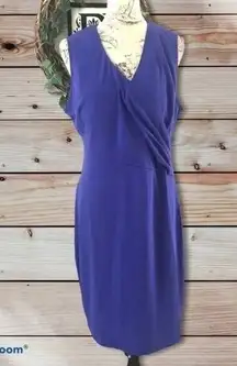 Sleeveless Size 16 Cobalt Blue Sheath Dress With V-Neckline