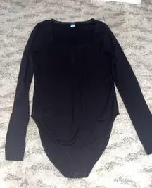 Long Sleeve Black Ripped Bodysuit