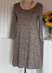 Grey Long Sheeved Criss-Cross Back Dress