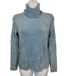 Vintage Y2K Womens Small Turtleneck Sweater Blue SOFT Grace Elements Long Sleeve