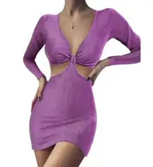 Gab & Kate Orchid Twisted Tie Cut Out Bodycon Mini Dress Sz L Women