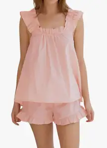 Pink Ruffle Tank Top and Shorts Set