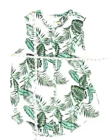 C&C California 100% Linen‎ Palm Tree Print Top Large