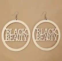 Wood Oversized Circle Hollow Black Beauty Earrings 