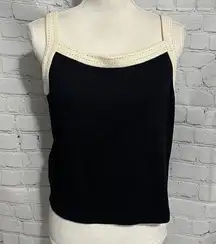 Vintage St John - Black Knit Sleeveless Top Embellished - S