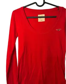 VTG Hollister Y2K Ladies XS Minimalist Red Long Sleeve Shirt Casual Wear Retro