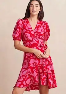 Summersalt NEW  The Silky Luxe Puff Sleeve Beach to Brunch Wrap Dress