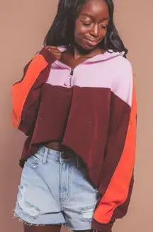 Free People Movement Split Second Half Zip Pullover Size Small Color block Comfy