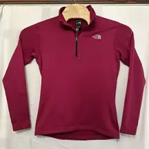 The North Face Womens Size Medium Pink Long Sleeve Athletic 1/4 Zip Fleece Lined