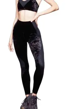 Good American - NWT  Crushing It Black Crushed Suede Leopard Leggings Size 3/L