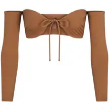 SKIMS Signature Swim Long Sleeve Underwire Swimwear Top(Size XL)