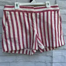 LOFT Red and White Striped Women Shorts