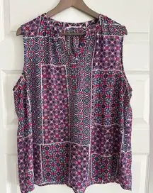 Violet and Claire Sleeveless Top Blue Pink Size 2X