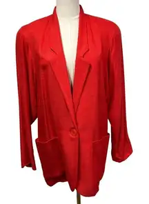 Vintage 80's Cortland Collection Rayon Linen‎ Blazer Womens 6 USA Orange Red