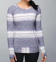 Race Your Pace Osaka Stripe Heathered Black Grape Long Sleeve Size 8