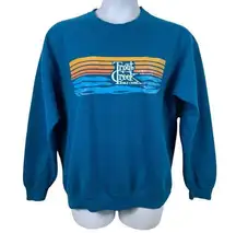 Vintage Large Sweatshirt Bible Camp Trout Creek Gildan Crewneck Pullover Faded