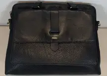 Fossil Crossbody/Satchel Leather Medium Purse Black Nice