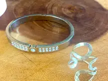 VINTAGE SERPENTINE HAMMERED ADJUSTABLE RING with unbranded bracelet bundle