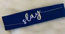 Navy Blue Slay Metallic Workout Headband