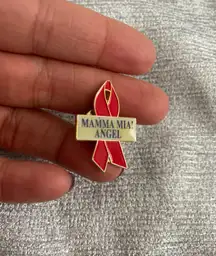 Mamma Mia! Angel Red Ribbon Pin