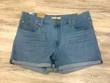 Levi’s mid length hyper soft mid rise jean short size 16