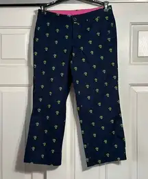 LILLY PULITZER Navy Palm Tree Print Cropped Pants