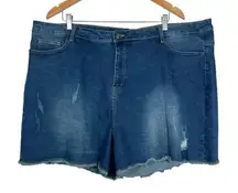 Agnes Orinda Denim Jean Shorts Stretch Raw Hem Women‎ Plus Size 4X NWT