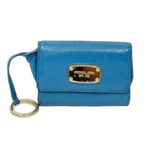 Michael Kors  Blue Leather Keychain Card Holder Wallet Accessory