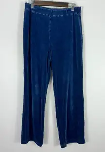 Spa by‎ Chico's Womens Pants L Blue Velour Lounge Y2K Cozy Retro Quiet Luxury