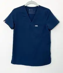 FIGS [] Navy Blue Catarina V-Neck One Pocket Scrub Top Technical Nursing Size XXS